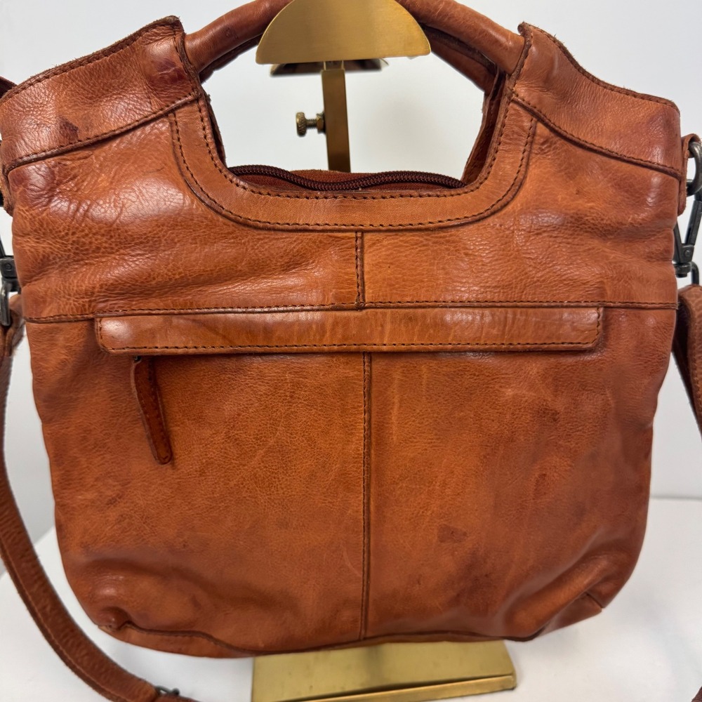 Vilenca Holland Woven Leather Crossbody Bag Cognac Brown Top Handle Tote - Picture 3 of 16